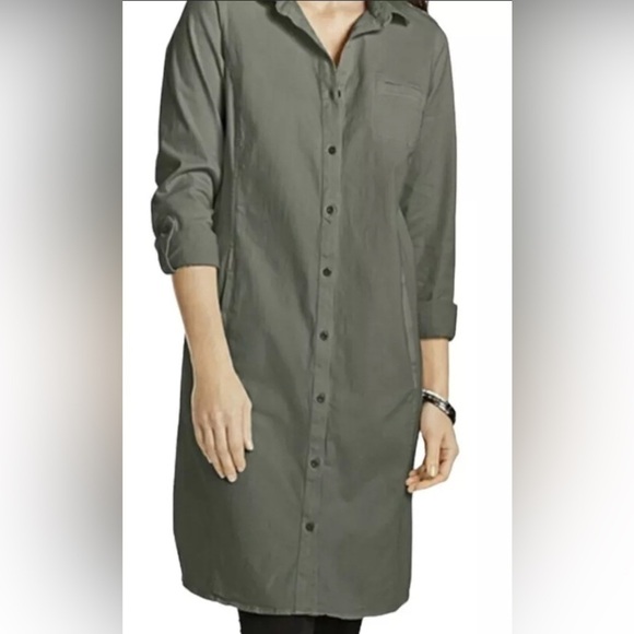 J Jill army green shirt dress, 8P - Picture 1 of 9